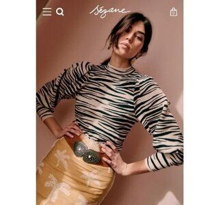 Sézane Denver Jumper Knit Sweater in Zebra (NWT), Size M